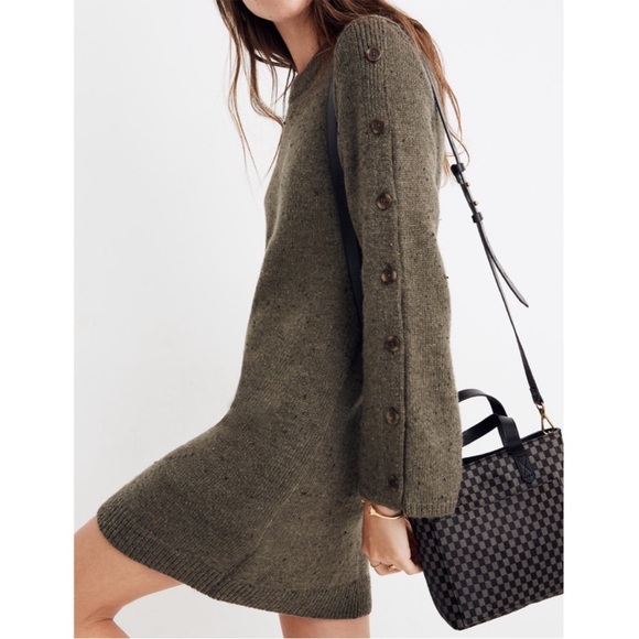 Madewell | Donegal Button Sleeve Wool Blend Sweater Dress Size Large - Picture 3 of 16